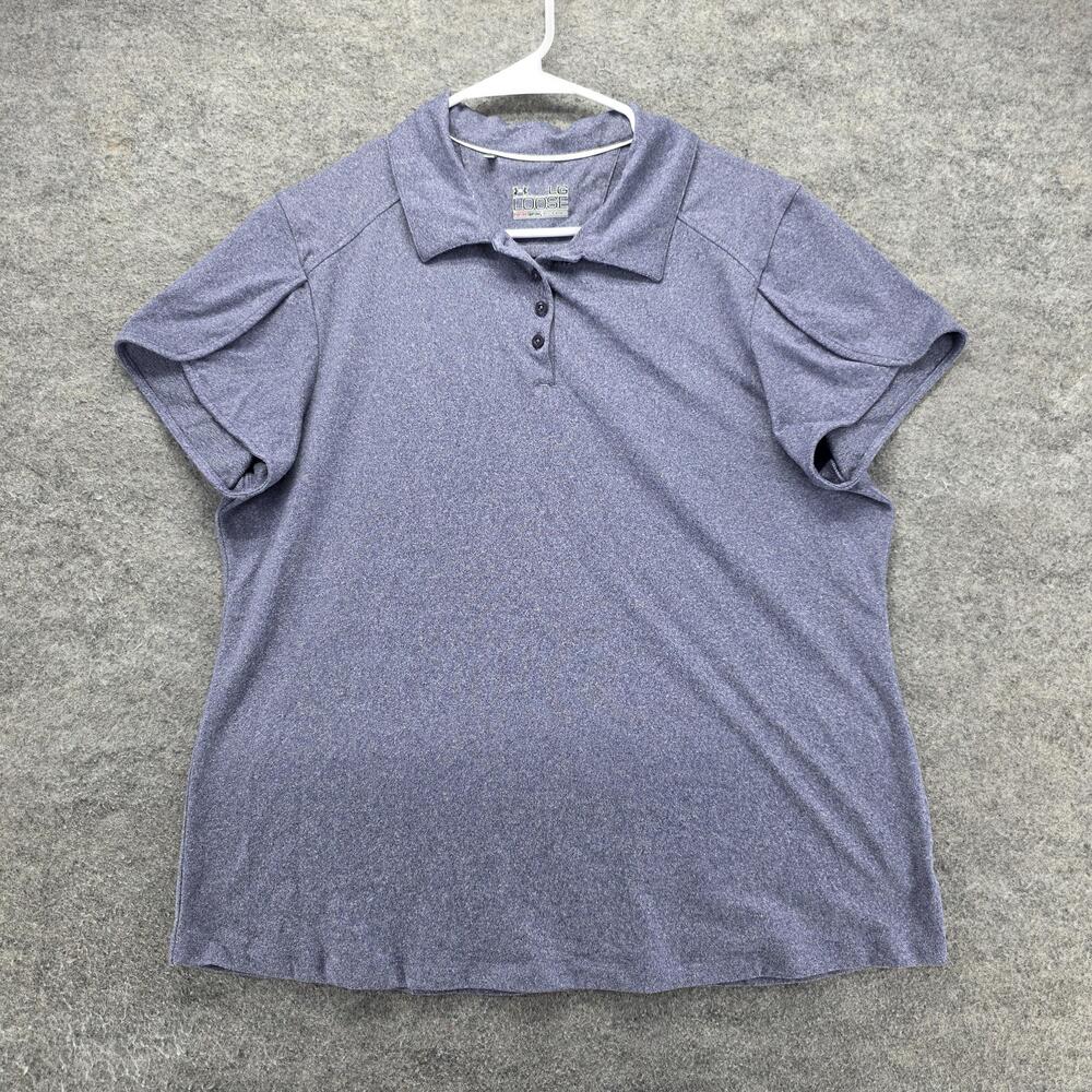 Under Armour Polo Shirt Womens Large Purple Heather HeatGear Loose Golf Top